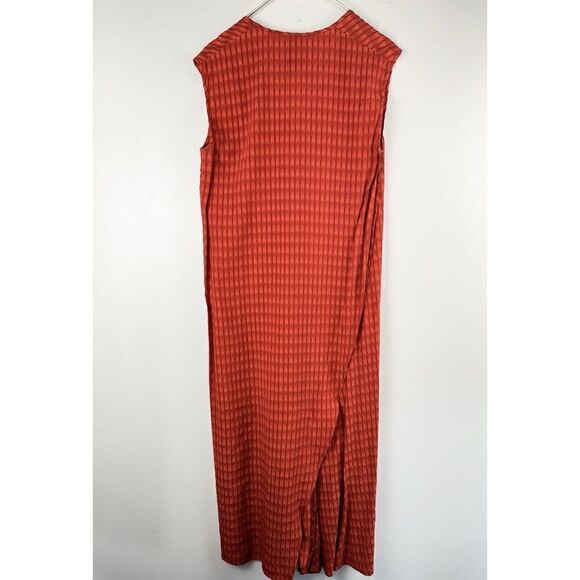 Zero + Maria Cornejo Sz 6 Cap Sleeve Midi Dress Earthy Orange Slit Boho Summer - Picture 6 of 6